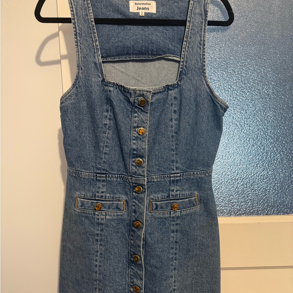 Reformation Denim Button-Front Mini Dress